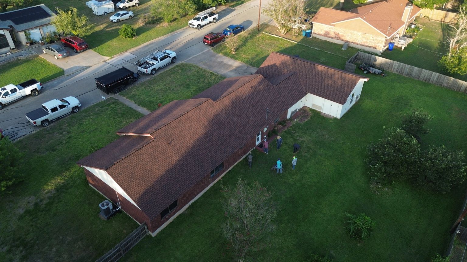 Aerial view of a residential shingle roof